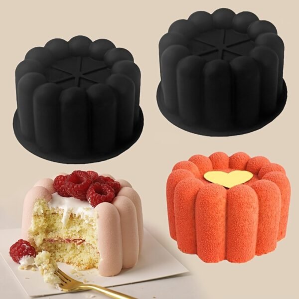 2pcs Fluted Silicone Mousse Cake Mold Wavy Cylinder Dessert Molds | Baking Kitchenware