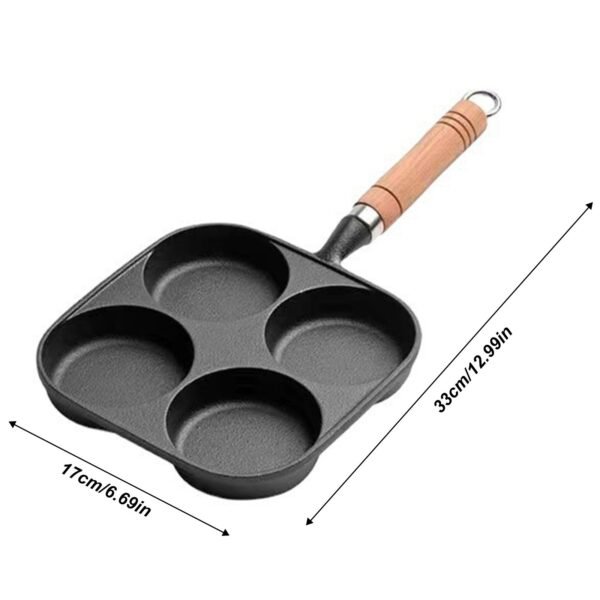 4-Cup Cast Iron Egg & Pancake Pan Non-Stick Omelette Skillet | Cookware