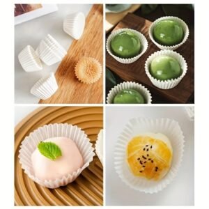 20pcs Snow Skin Mooncake Paper Trays Disposable Dessert Cups | Kitchen Essential
