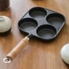 4-Cup Cast Iron Egg & Pancake Pan Non-Stick Omelette Skillet | Cookware