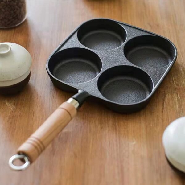 4-Cup Cast Iron Egg & Pancake Pan Non-Stick Omelette Skillet | Cookware
