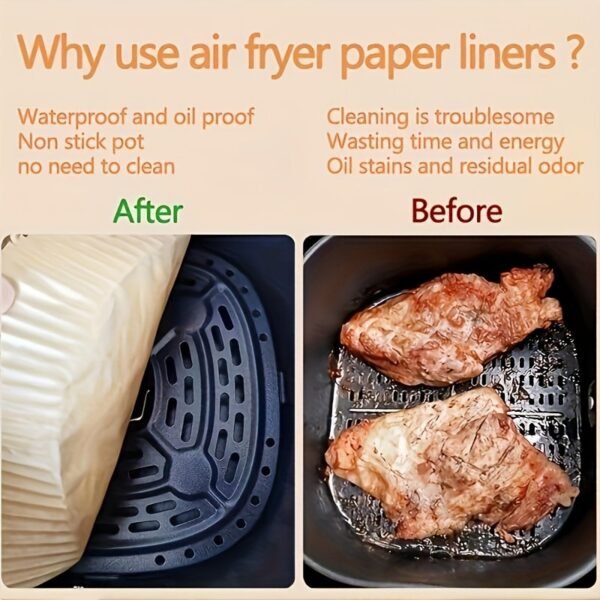 10pcs Non-Stick Air Fryer Liners Brown Paper Sheets for Baking | Cookware